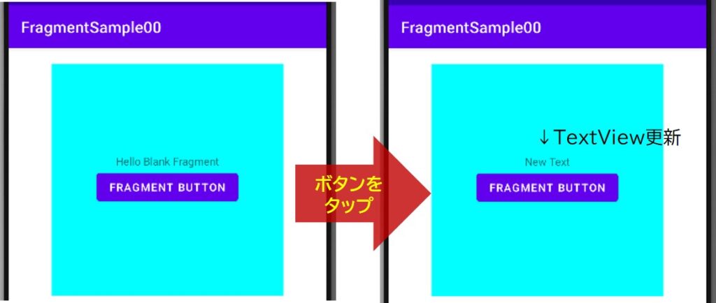Fragment内ボタン処理のサンプルアプリ